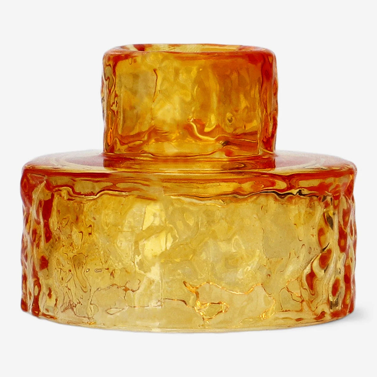 REVERSIBLE GLASS CANDLE & TEALIGHT HOLDER ORANGE