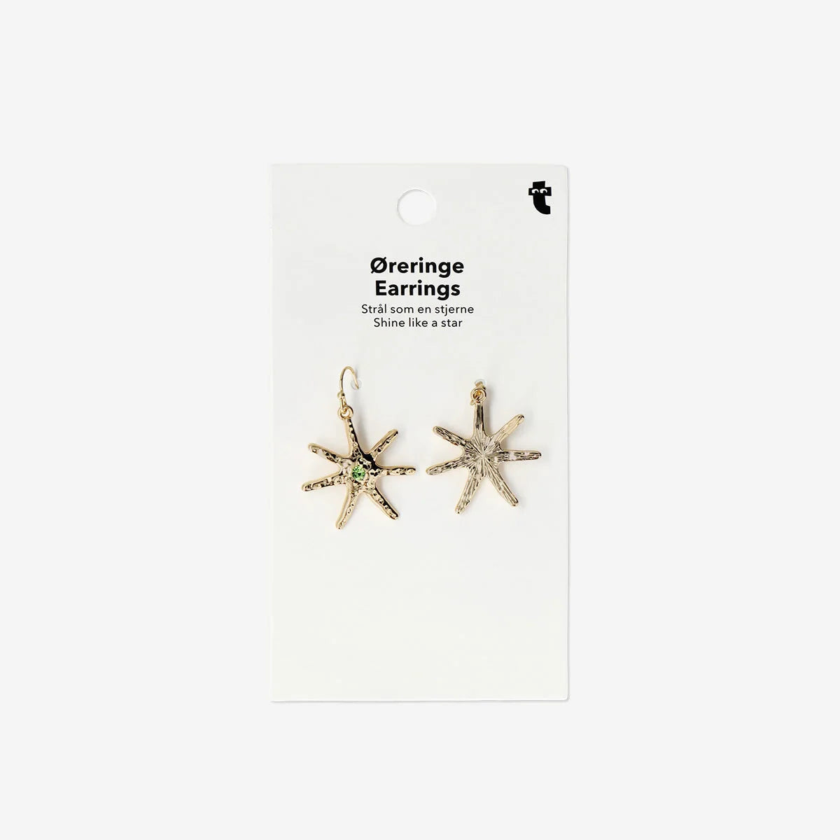 EARRINGS STAR WITH COLORED STONE